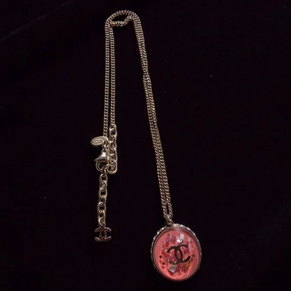 CHANEL Pink CC Confetti Pendant Necklace! - Picture 5 of 14